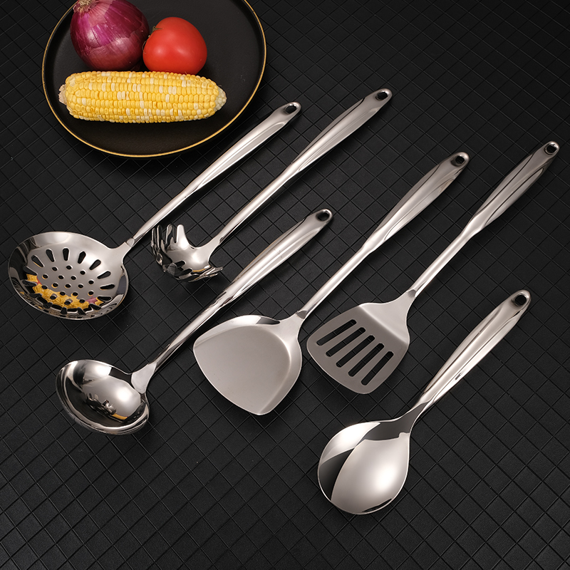 Hollow handle cooking utensil fried shovel thickened stainless steel spatula porridge spoon sieve spoon short rice spoon one anti hot handle non-stick pan shovel thumbnail