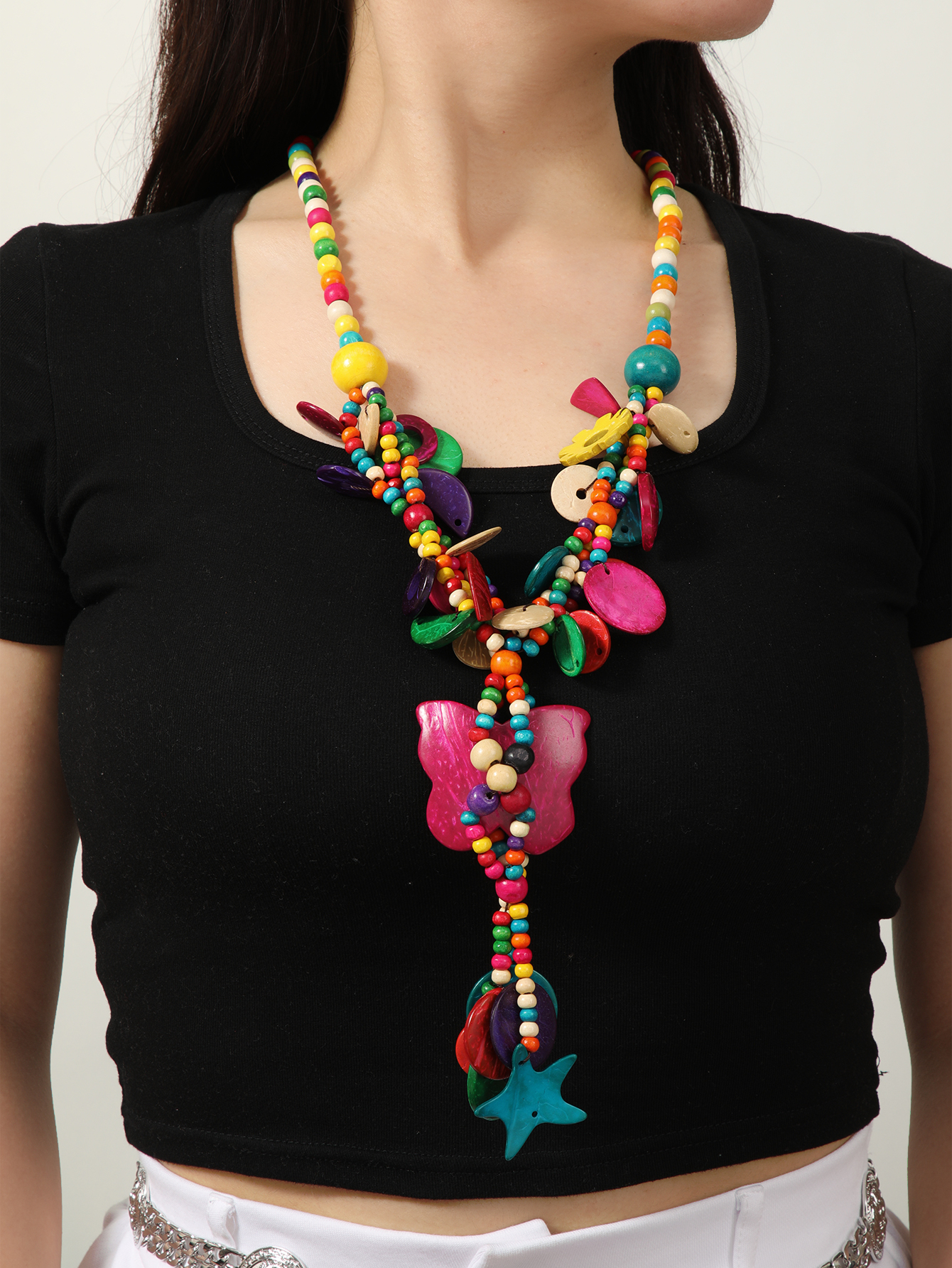 Boho style Coconut shell Handmade beaded butterfly necklace Coco 105