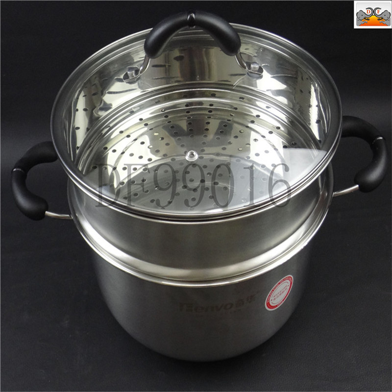 DF99016 Double-layer Mingyue Soup pot, Stainless steel soup pot, Thickened single-bottom milk pot, double-ear porridge pot, household steamer, electromagnetic gas cookware, DF TRADING HOUSE pic 4