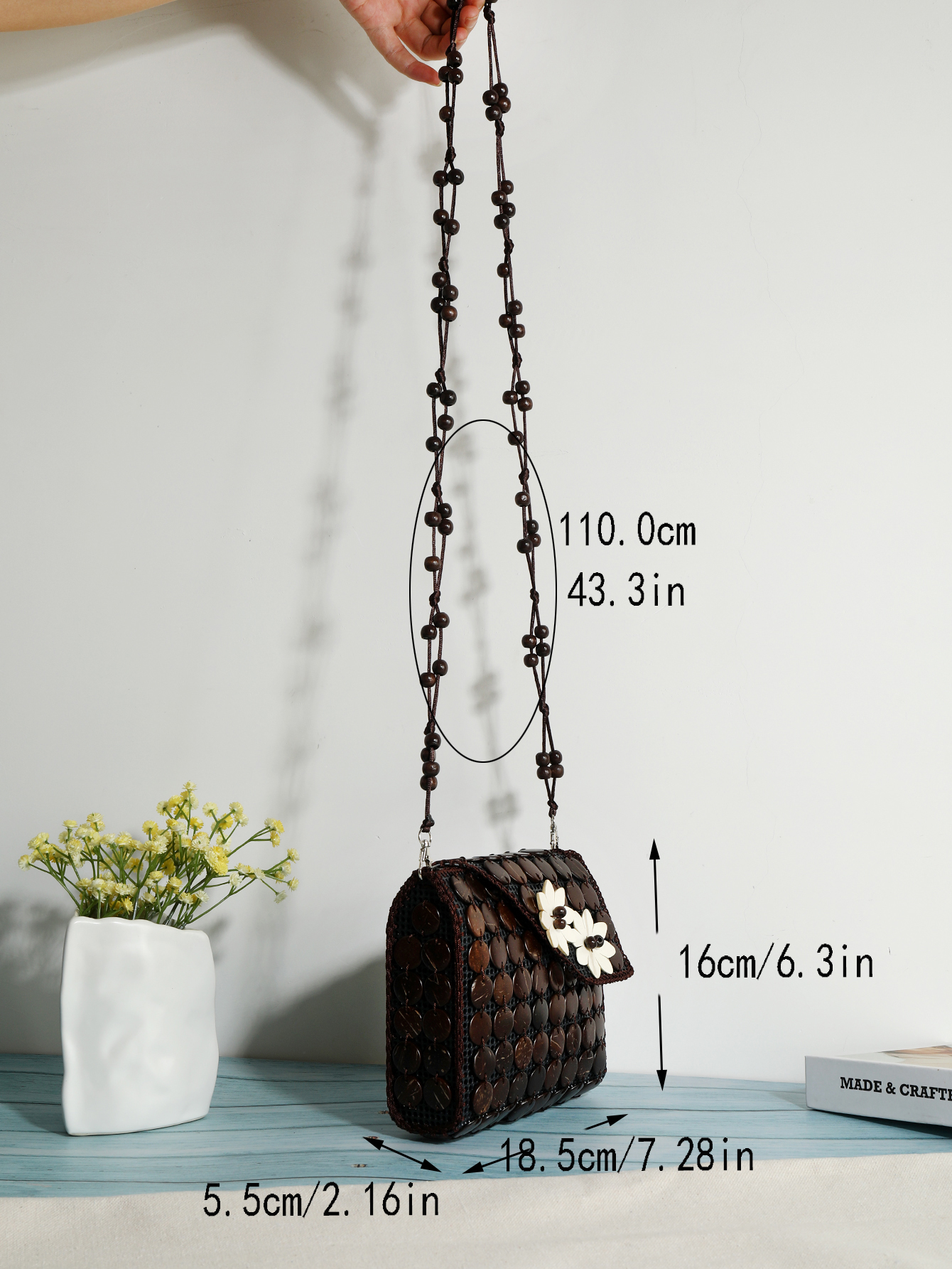 Boho Tropical Coconut Shell beaded Flower Bag with diagonal span 163 Application Scenario