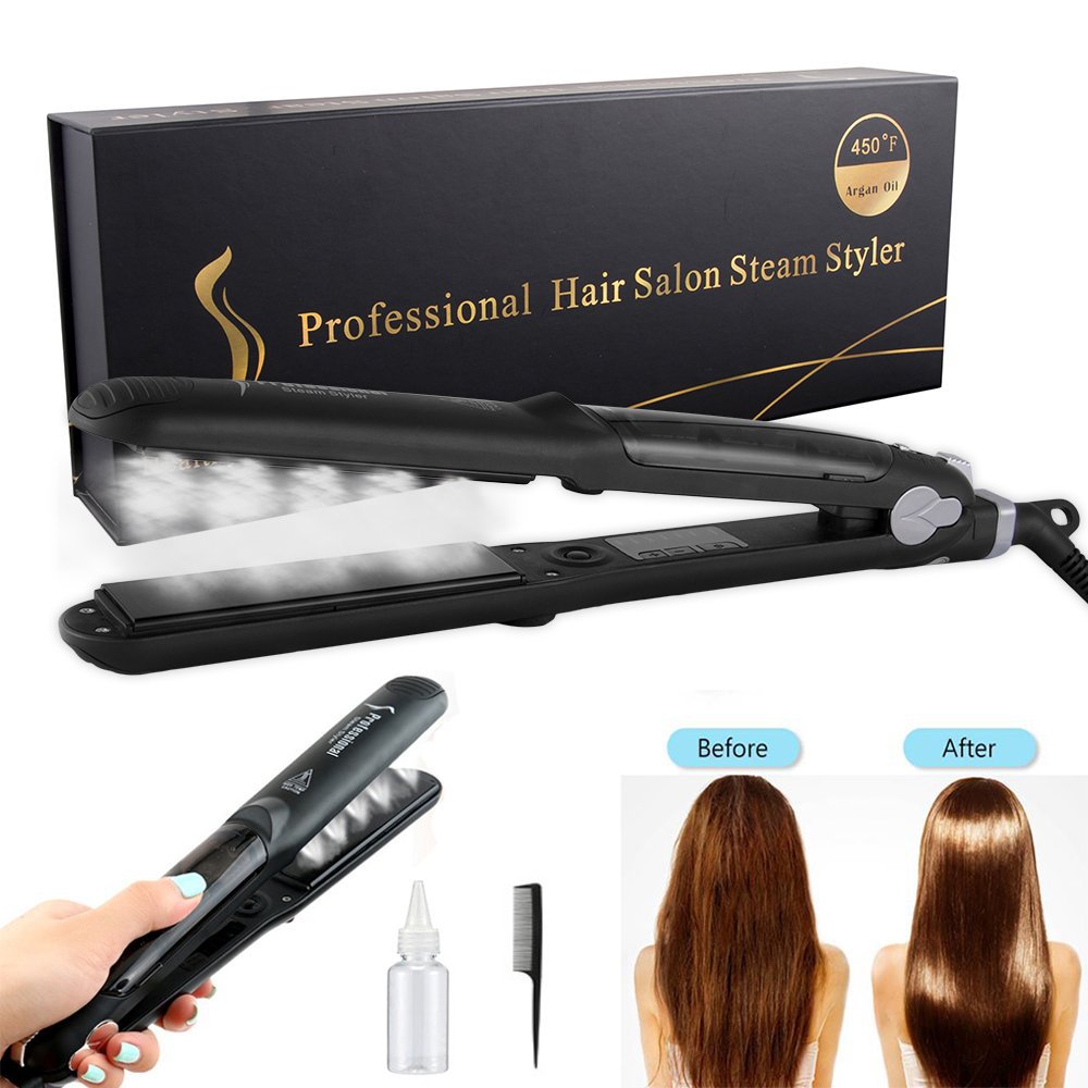 Steam hair straightener