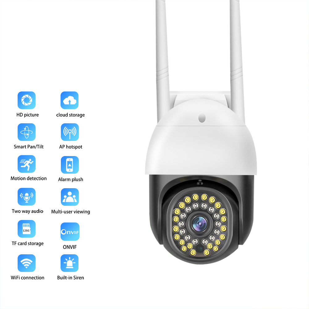 myAI Wireless Smart Camera Outdoor HD 36 Lights Waterproof IP Camera, Night Vision, Motion Detection, Easy Set-up, Two-way Audio