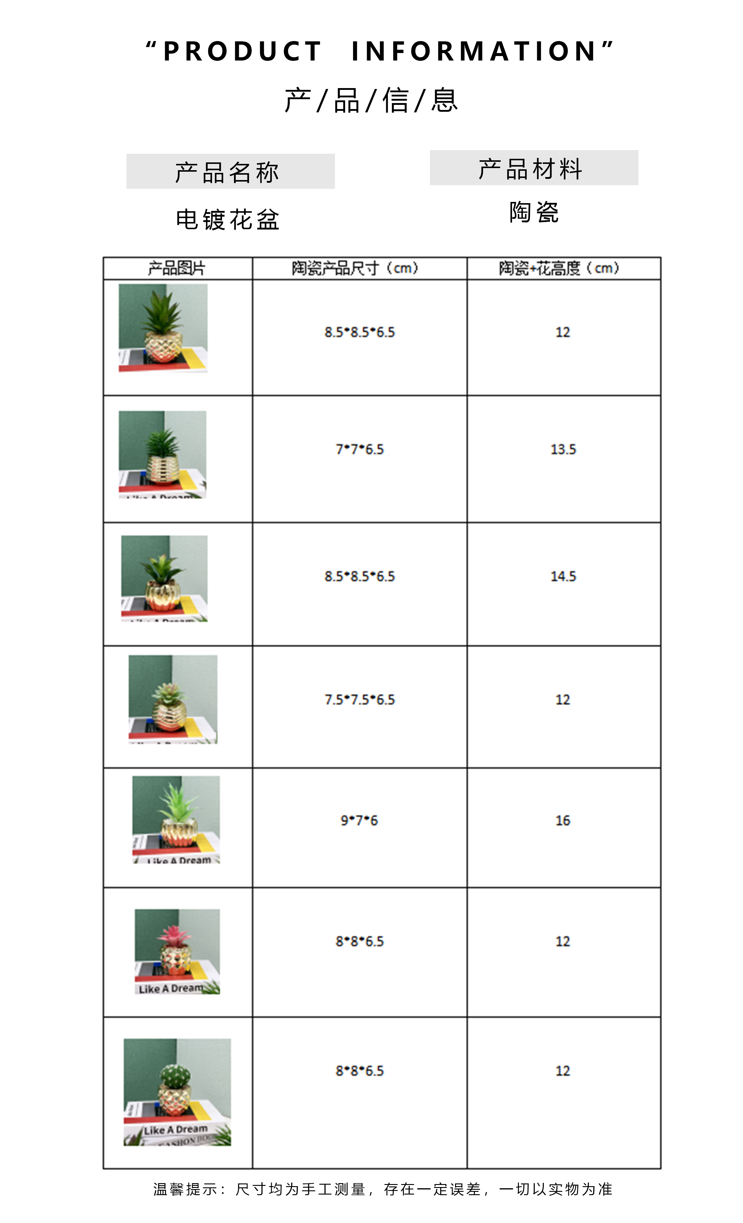 北欧简约轻奢电镀金色陶瓷多肉花盆多边形纯色桌面花盆详情2