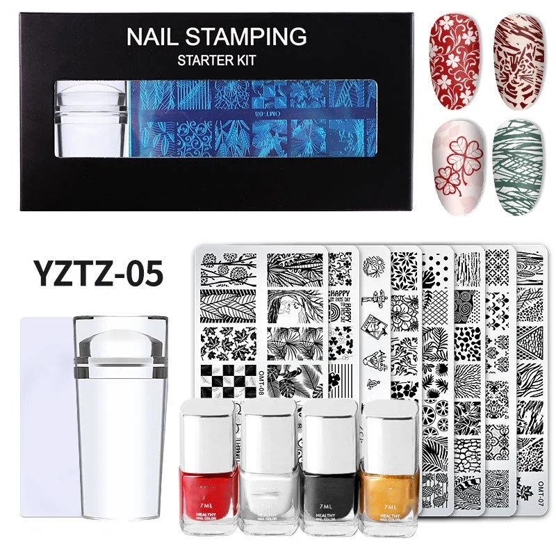 Cross-border printing set seal printing steel nail polish free painting nail tools full wholesale