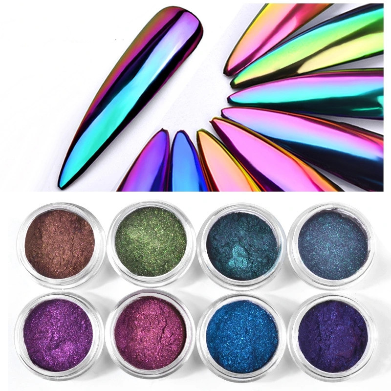 Cross border exclusive for explosive magic mirror powder optical chameleon mirror powder magic mirror magic magic color changeful nail glitter