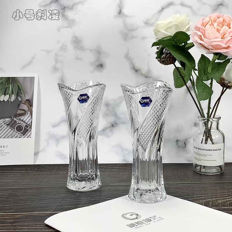 HP19B-18朗旭玻璃客厅北欧透明富贵竹百合玫瑰干花水养培插花花瓶摆件