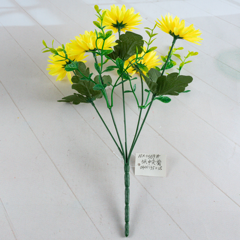 Direct sales of artificial flower manufacturers: 5-head medium-sized chrysanthemums in artificial flower bouquets pic 5