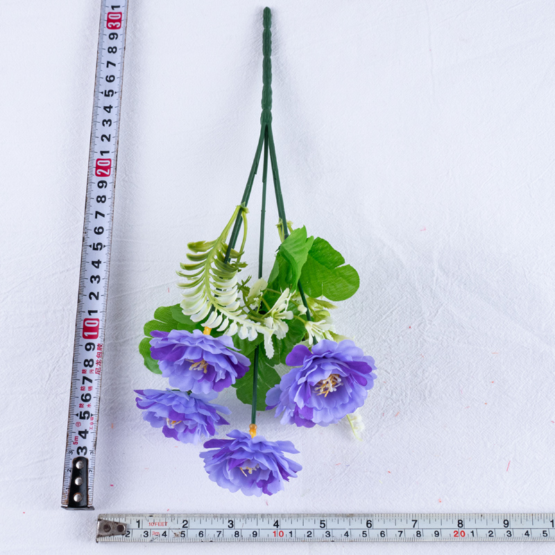 Artificial flower factory direct sales of artificial flower bouquets and ornaments 19MX0547 Five-headed yellow heart chrysanthemums 0400140 18x1 pic 4