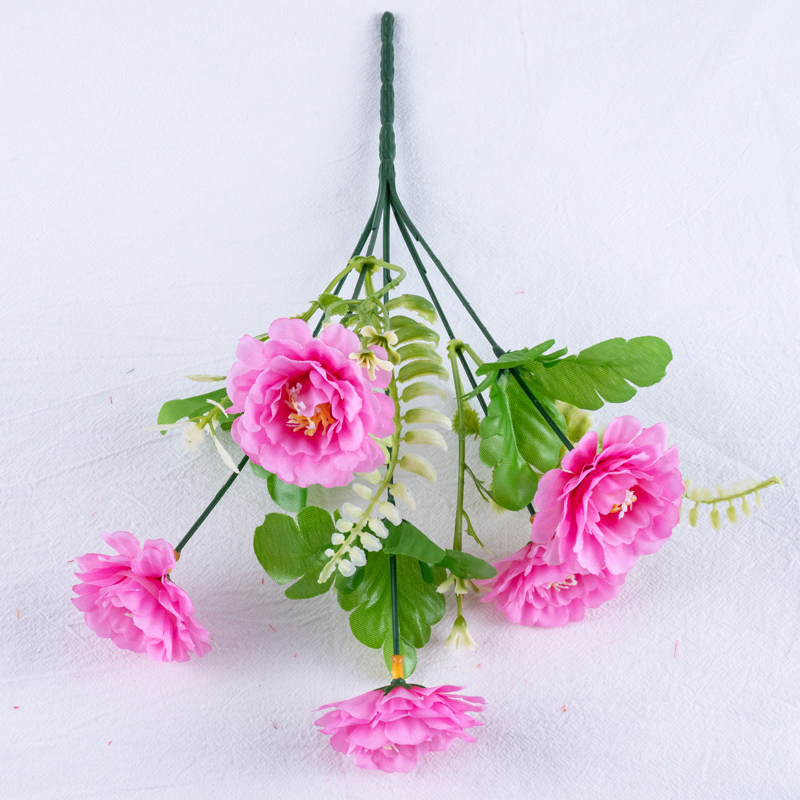 Artificial flower factory direct sales of artificial flower bouquets and ornaments 19MX0547 Five-headed yellow heart chrysanthemums 0400140 18x1 pic 10