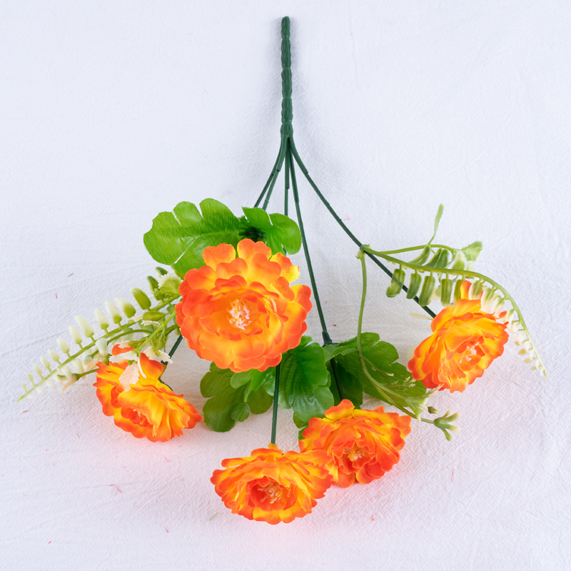 Artificial flower factory direct sales of artificial flower bouquets and ornaments 19MX0547 Five-headed yellow heart chrysanthemums 0400140 18x1 pic 8