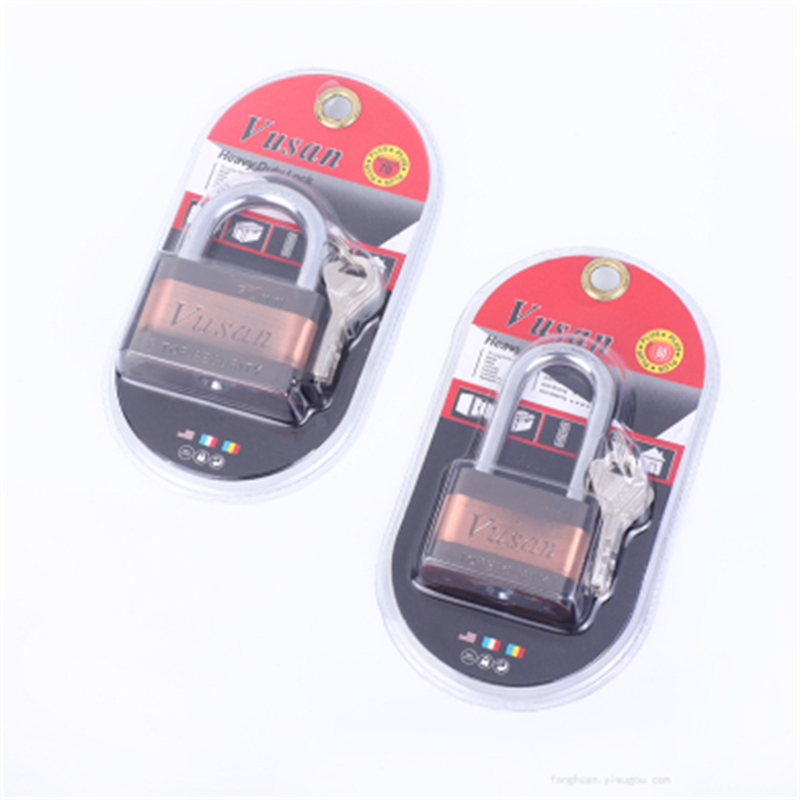 High quality two-color electroplated leaf padlock waterproof, rust-proof and anti-theft household warehouse lock thumbnail