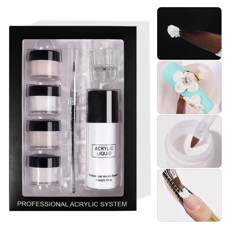 Crystal Powder set Nail Manicure tool Clear crystal nail sculpted powder nail extension powder model nail