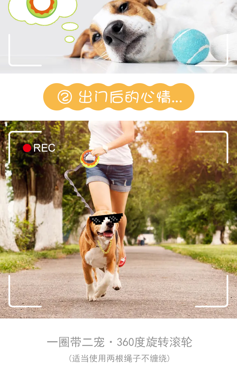 New pet leash, doughnut leash, dog bite resistant frisbee, portable cat leash for going out, pet supplies pic 3