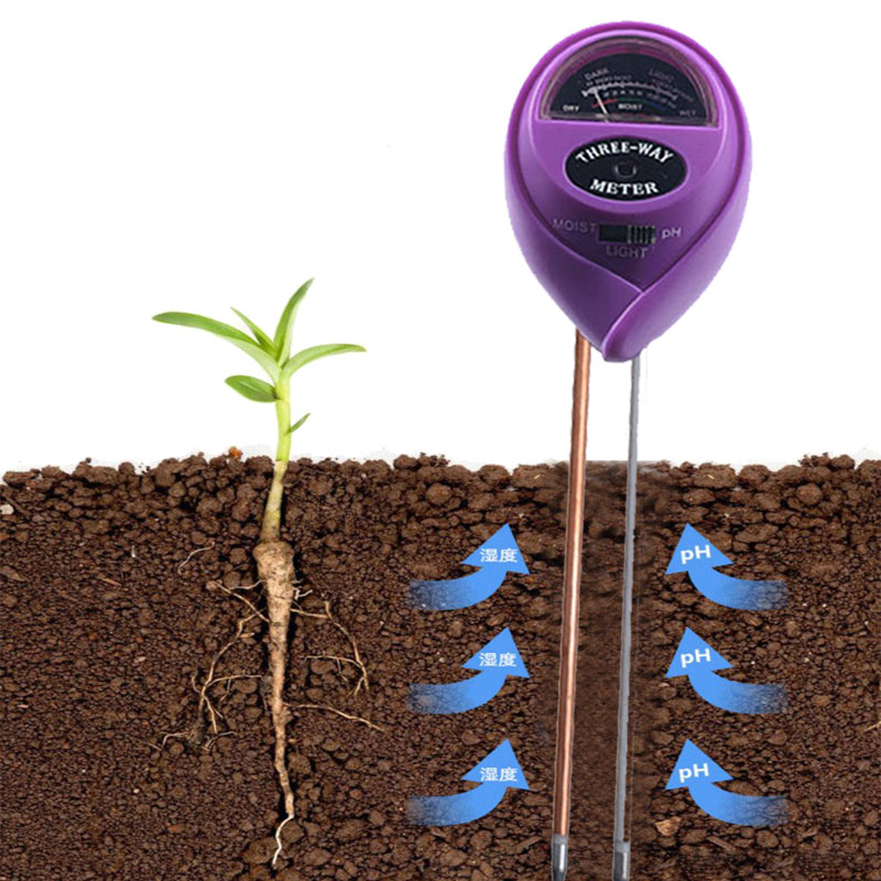 温度计 物理感应PH土壤湿度计 土壤酸度计温度计吸卡圆头双针紫色详情7
