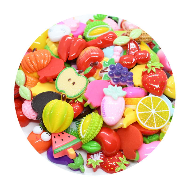 (Pack 500) Korean Version Of Ins Style Fruit And Vegetables Mobile Phone Shell Beauty Resin Accessories Patch Children Hairpin Rubber Band Diy Materials Application Scenario