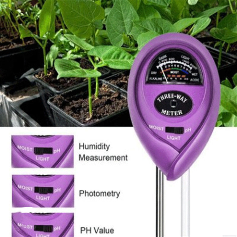温度计 物理感应PH土壤湿度计 土壤酸度计温度计吸卡圆头双针紫色详情3