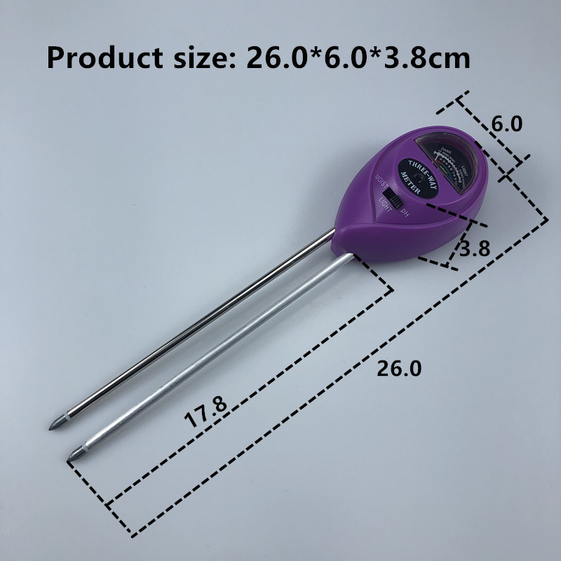 温度计 物理感应PH土壤湿度计 土壤酸度计温度计吸卡圆头双针紫色详情15
