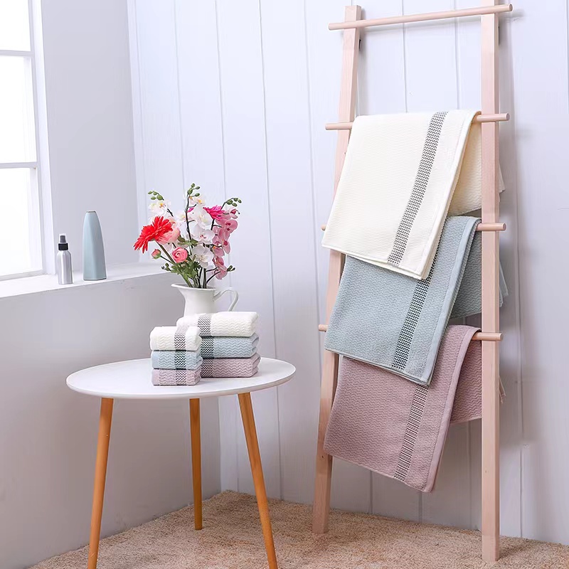 婷龙厂家纯棉小水纹毛巾浴巾洗脸洗澡巾详情3