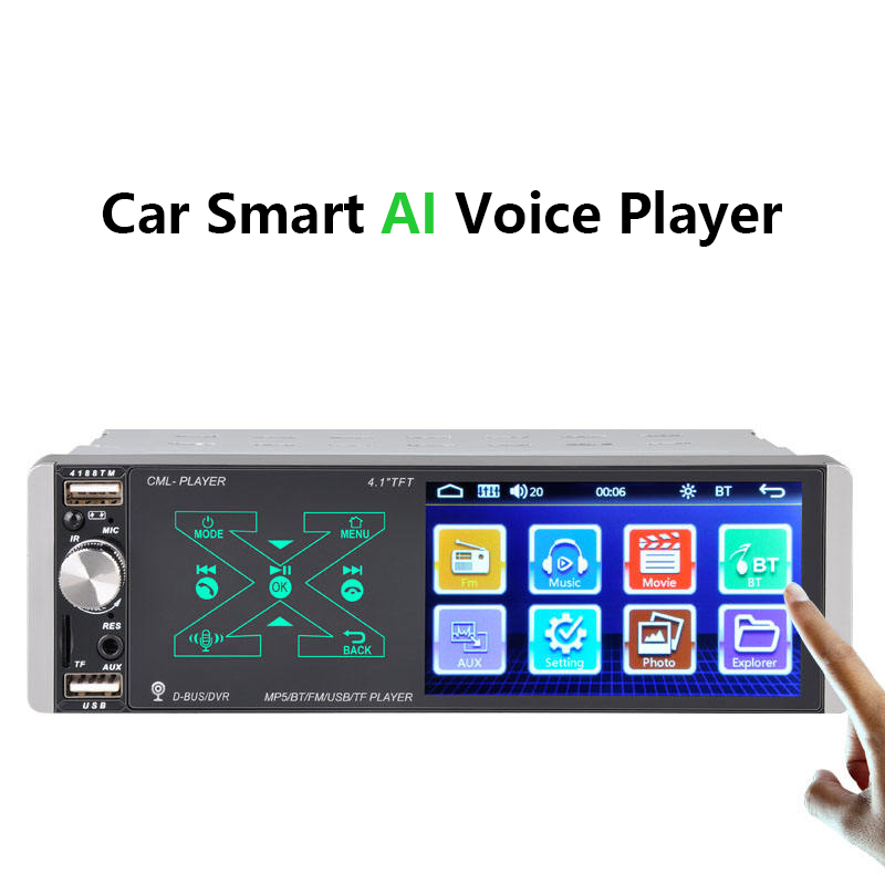 myAI Single Din MP5 Car Player 4’’ HD Intelligent AI Voice Player – Bluetooth, Touchscreen, Mirror Link, USB thumbnail