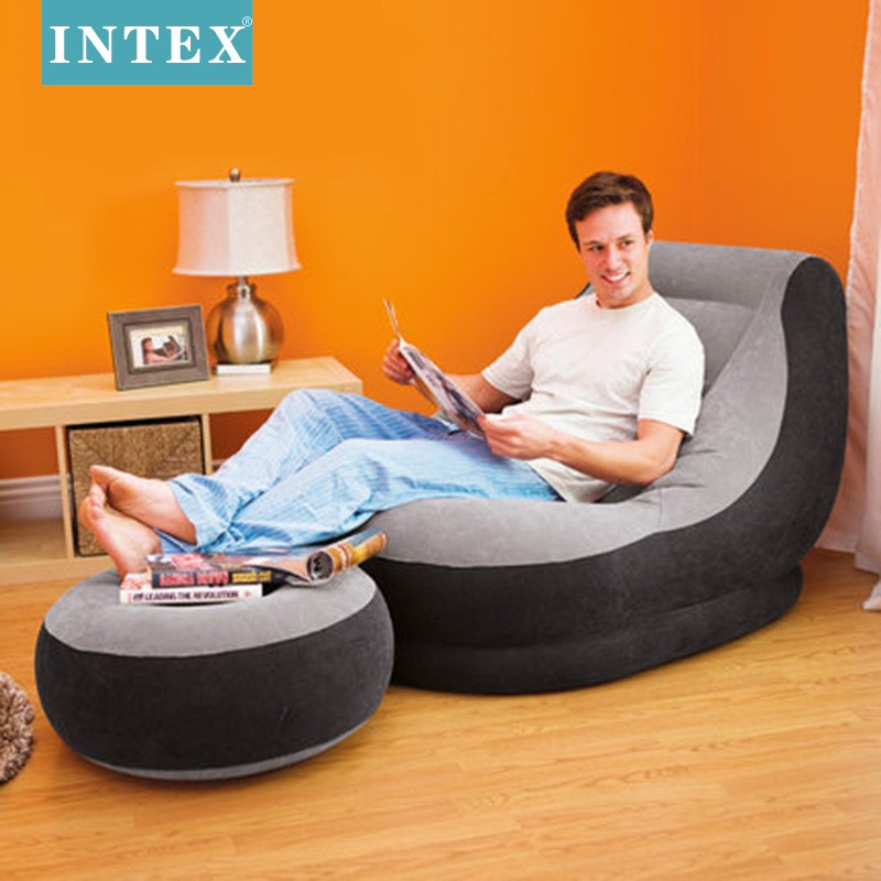 INTEX68564创意充气沙发户外懒人家居座椅 野营沙滩椅脚凳两件套详情4