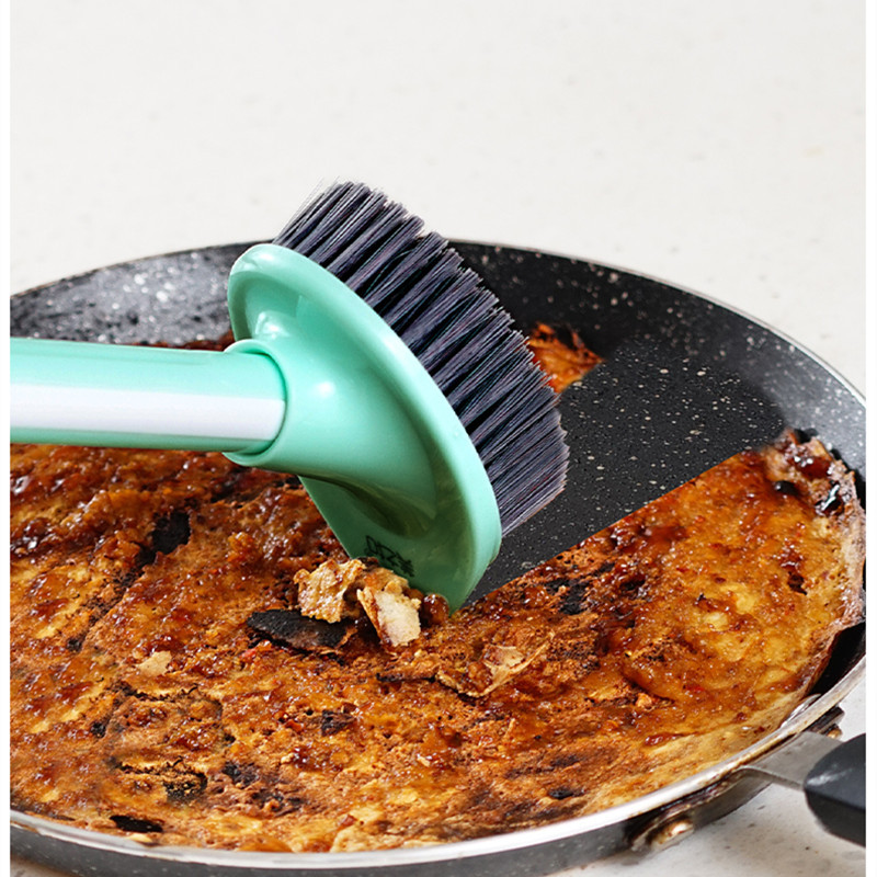 Long handle non-stick frying pan brush