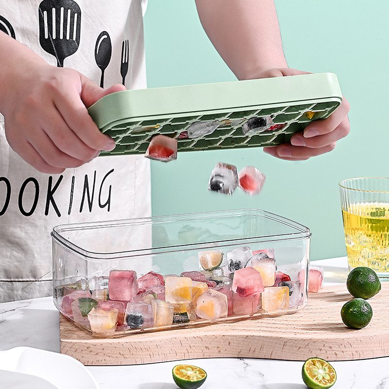 新款家用透明带盖冰块储冰盒食品级硅胶冰格制冰模具懒人圆形冰格详情2
