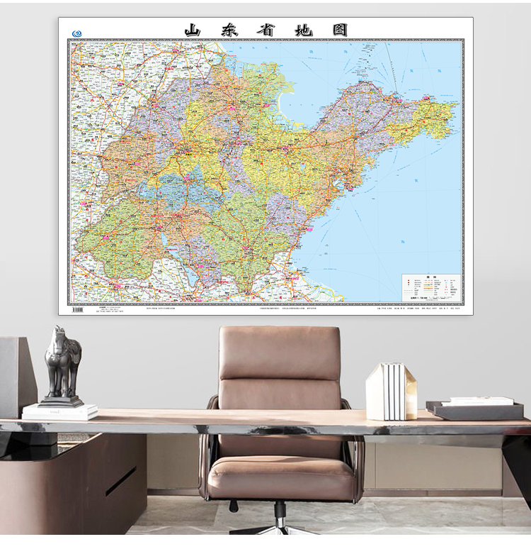 山东省地图2022全新正版墙贴106x76厘米高清办公家用无折痕挂墙详情12