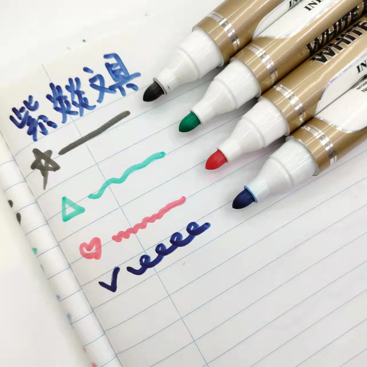 12 erasable whiteboard pens in a box for smooth writing Specification image
