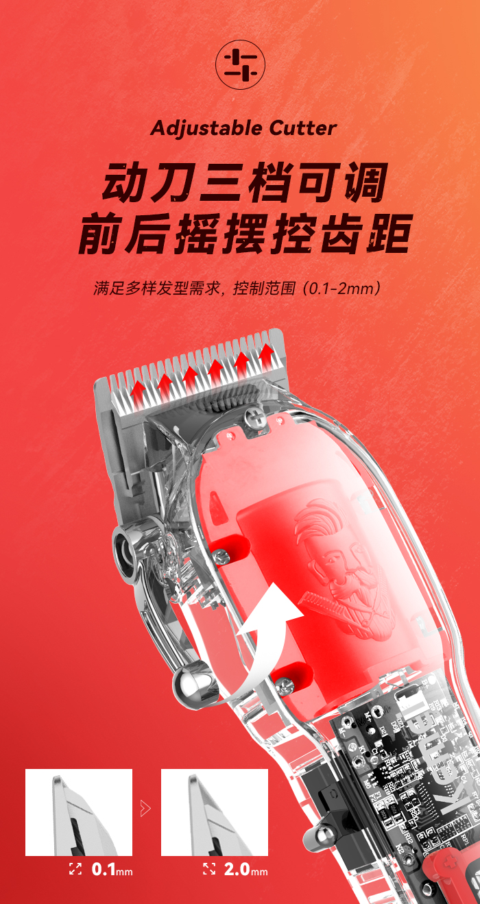 跨境厂家直供透明电推剪 科美KM-246推子透明理发器理发店电推剪详情6