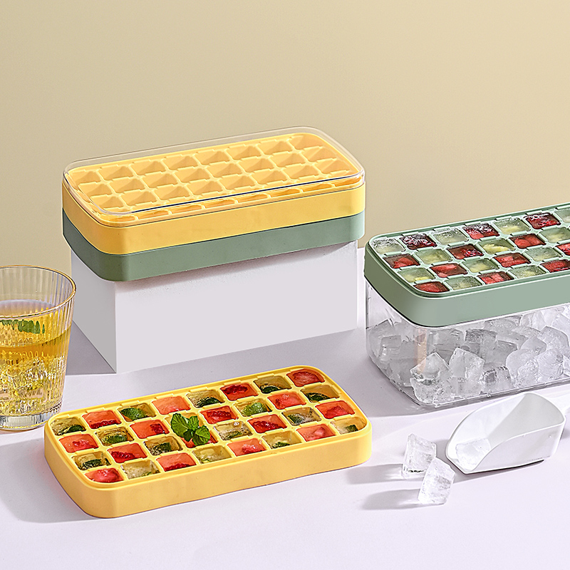 新款家用透明带盖冰块储冰盒食品级硅胶冰格制冰模具懒人圆形冰格详情1