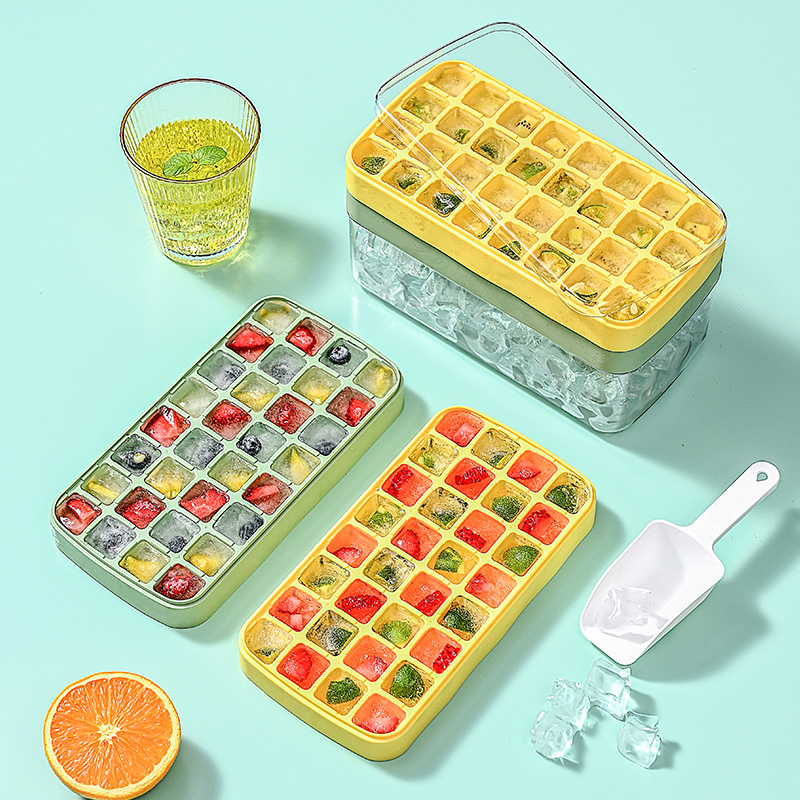 New home ice storage box with transparent tape cover food grade silicone ice lattice ice mold lazy round ice lattice full figure