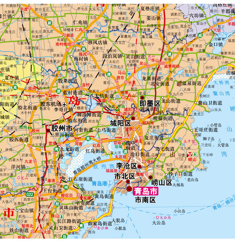 山东省地图2022全新正版墙贴106x76厘米高清办公家用无折痕挂墙详情18