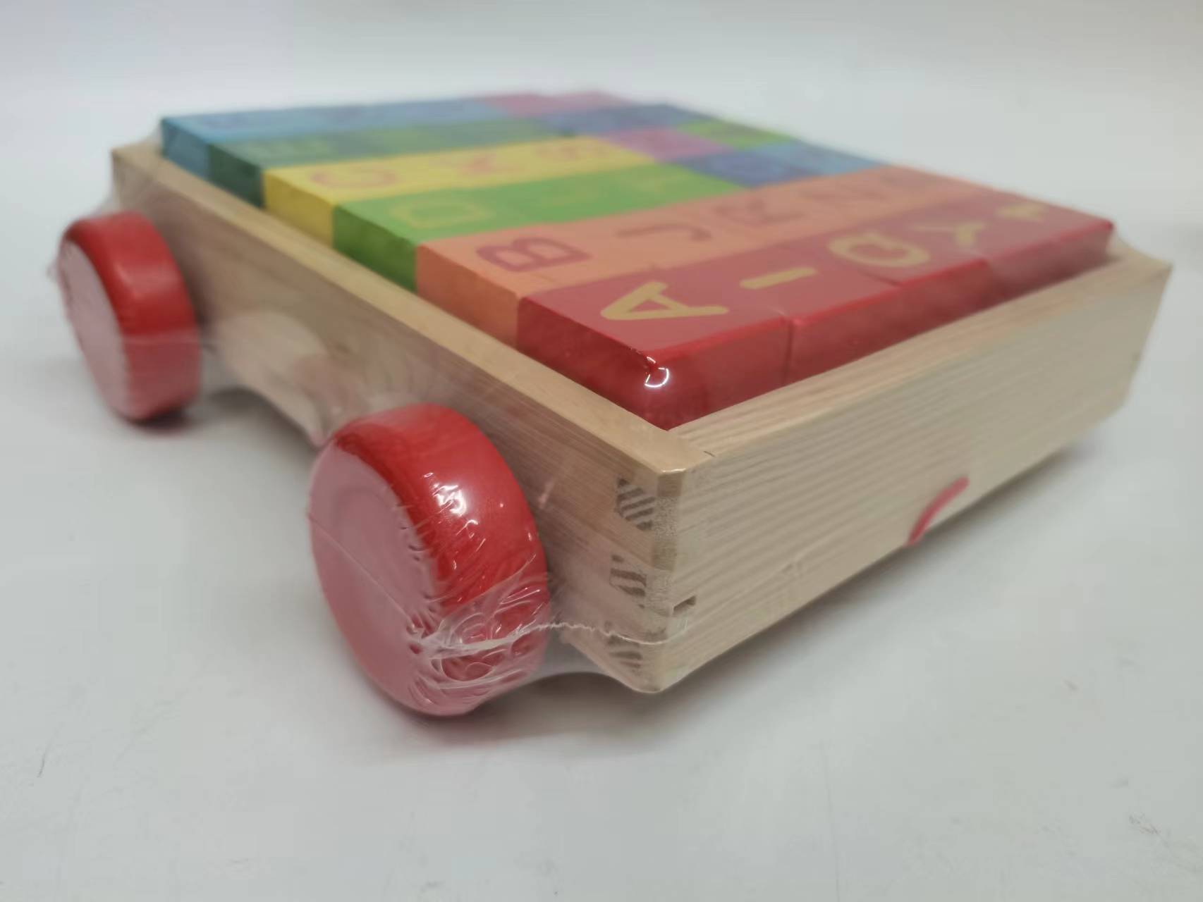 Children's building block toy tractor building block car can drag building block storage car, single-sided letter printing blocks, double-sided letter printing blocks