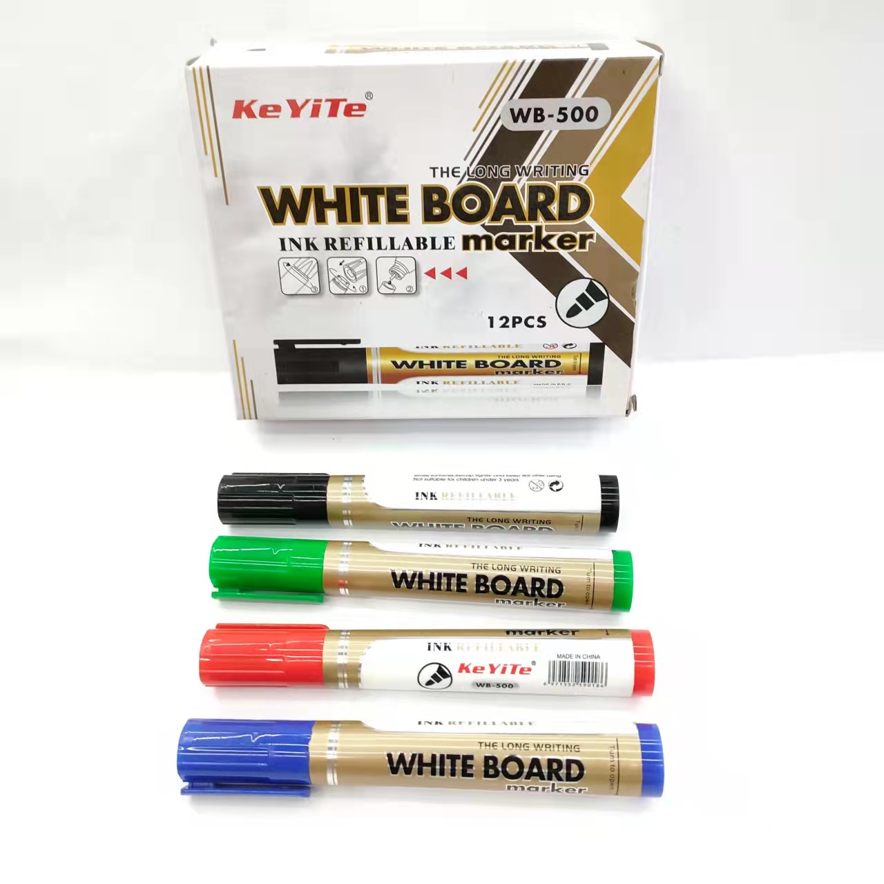 12 erasable whiteboard pens in a box for smooth writing