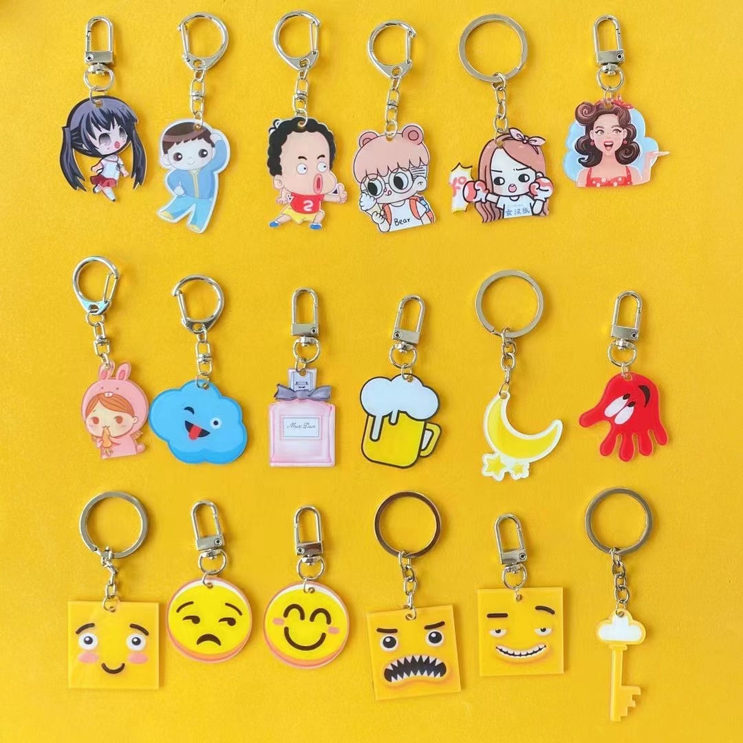 Cartoon Cartoon Key Chain Transparent Double-Sided Acrylic Pendant To Figure Custom Logo Two-Dimensional Code Advertising Support A Variety Of Graphics Can Be Designed To Open Grinding Tools