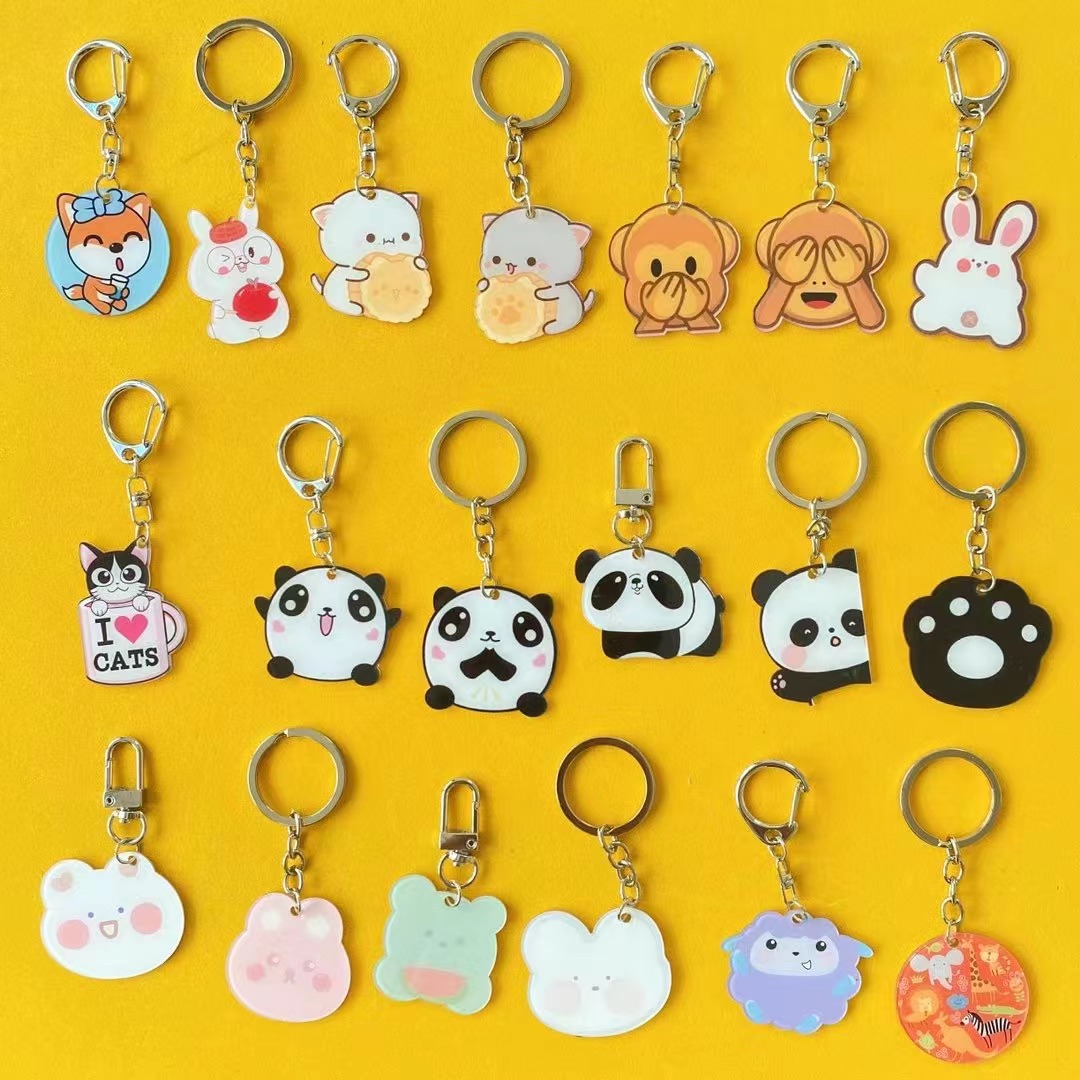 Cartoon Cartoon Key Chain Transparent Double-Sided Acrylic Pendant To Figure Custom Logo Two-Dimensional Code Advertising Support A Variety Of Graphics Can Be Designed To Open Grinding Tools Application Scenario