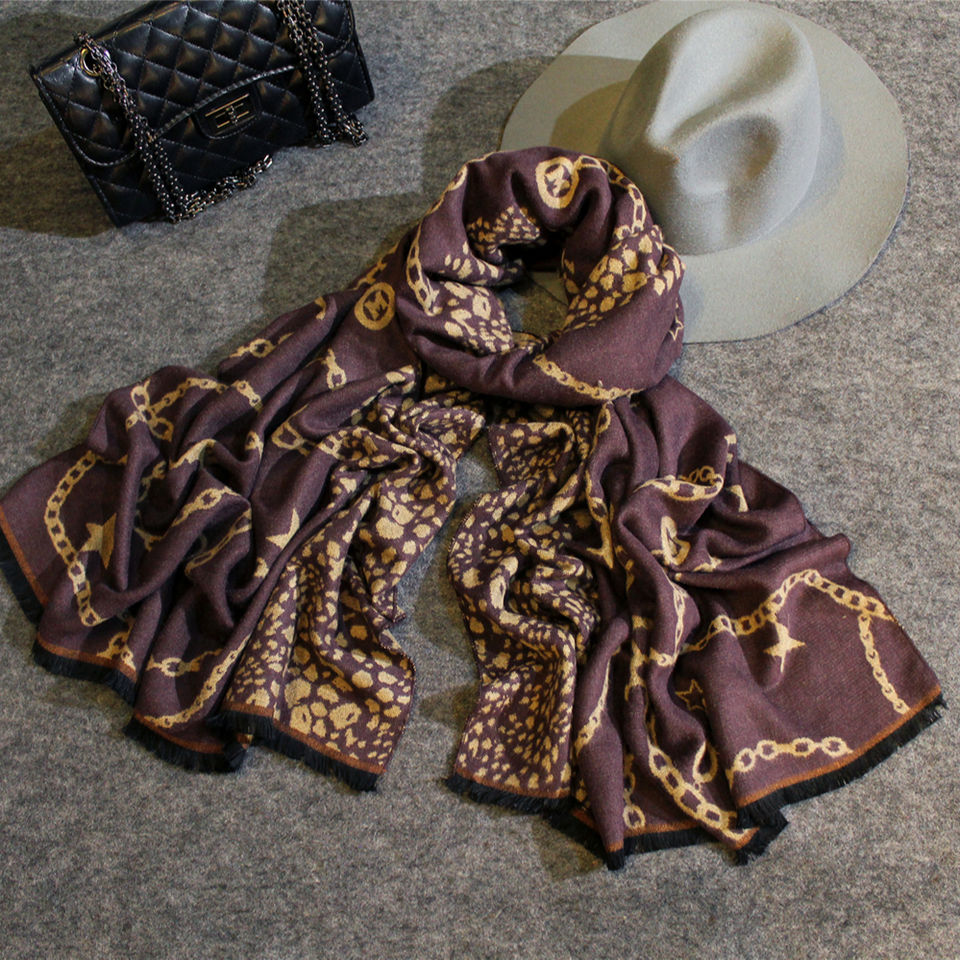 Wholesale scarf China winter cotton print chain design women's shawl thumbnail