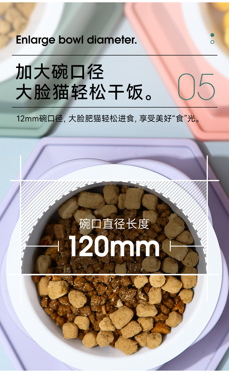 宠物菱形碗可组合倾斜护颈猫咪食碗斜口防打翻防滑喂食碗宠物用品详情7