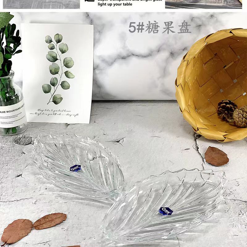 P101朗旭水晶玻璃透明小吃糖果盘创意个性可爱小碟子蘸料客厅家用