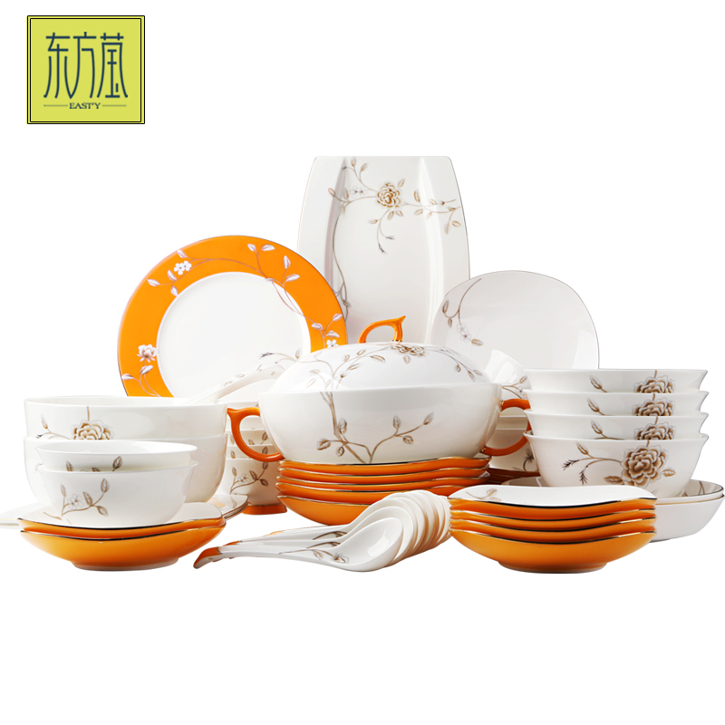 高档陶瓷骨瓷餐具套装碗盘碟组合现代轻奢中式风家用商用酒店摆台乔迁结婚礼品详情7