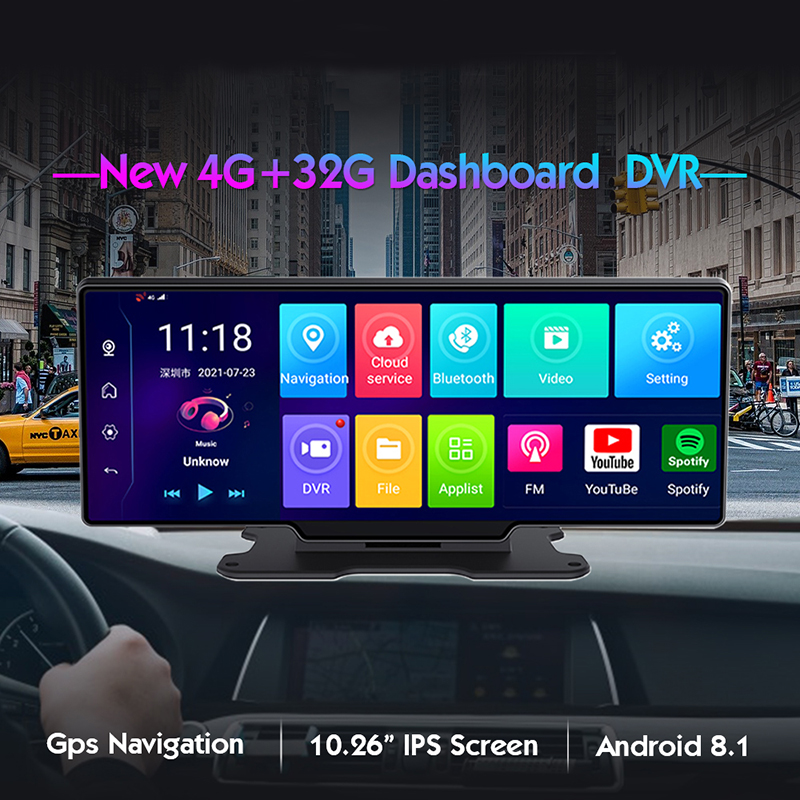 myAI 10.26 Inch Car DVR 4G GPS Navigation Dashboard 1080P FHD Dual Lens Android 8.1 Car DVR Camera Rear View Mirror Dashcam thumbnail