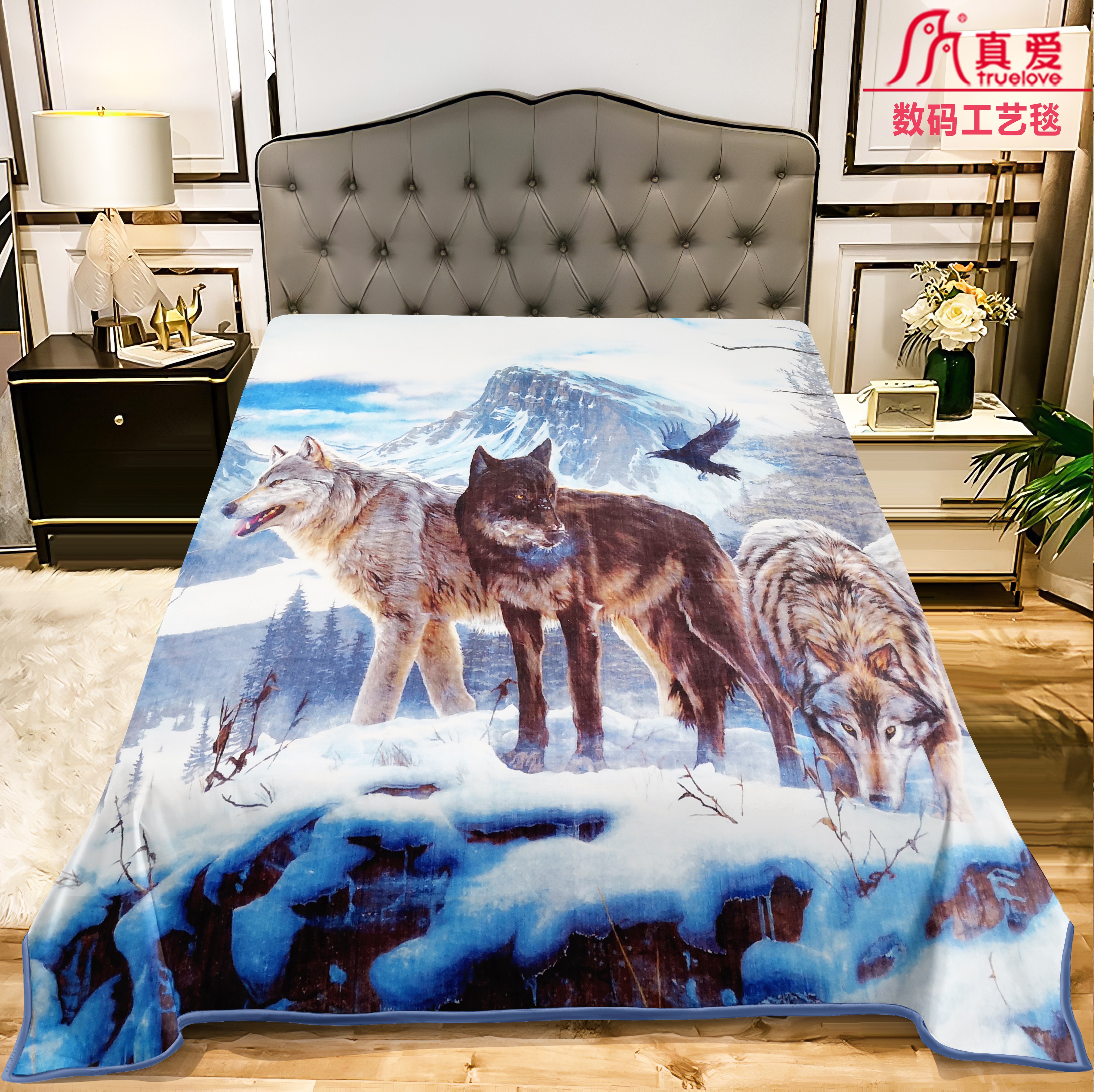 Fleece blanket Raschel digital print blanket bedding