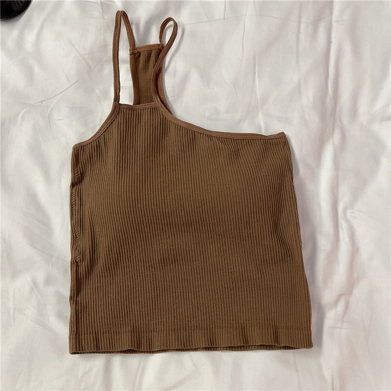 A off-the-shoulder mini halter top for women to wear as a summer base layer, with a beautiful back and sleeveless, sexy and unique, spicy knitted top pic 3