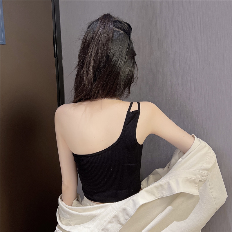 A off-the-shoulder mini halter top for women to wear as a summer base layer, with a beautiful back and sleeveless, sexy and unique, spicy knitted top pic 15
