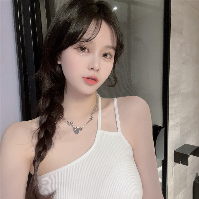 A off-the-shoulder mini halter top for women to wear as a summer base layer, with a beautiful back and sleeveless, sexy and unique, spicy knitted top pic 11