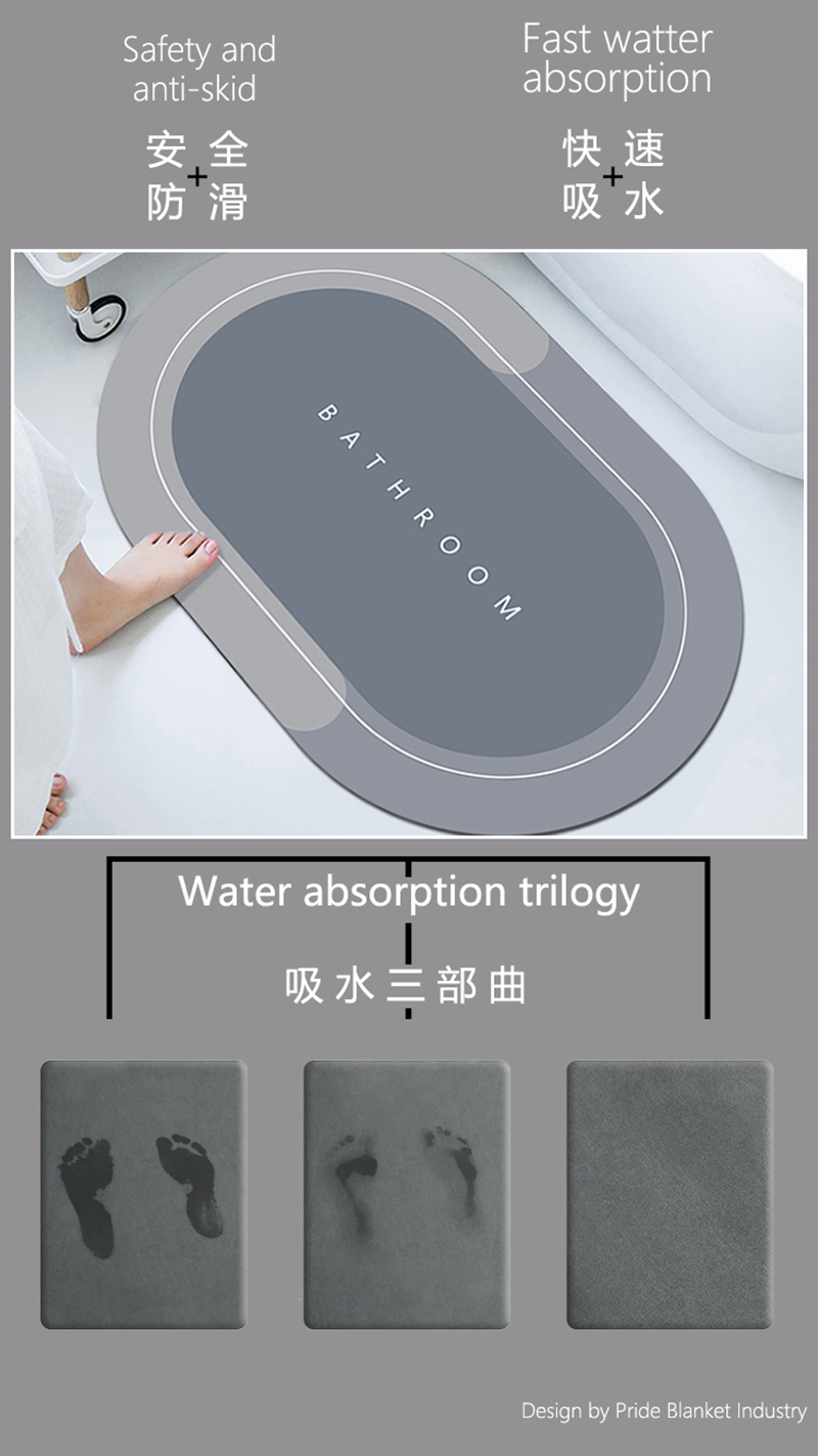 IBH硅藻泥地垫吸水地垫卫生间门口浴室垫防滑垫地毯厨房脚垫BH2202220501详情3