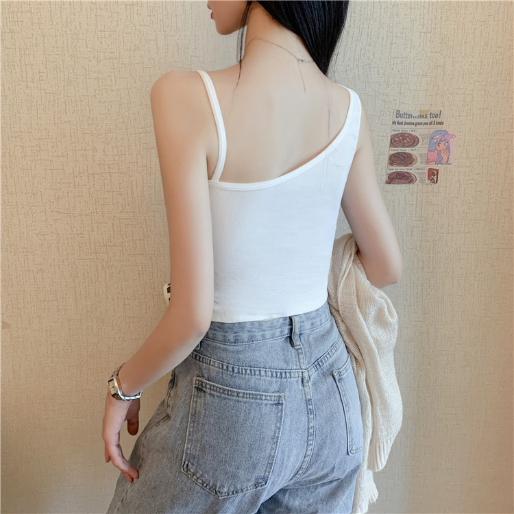 性感不规则吊带背心女内搭打底抹胸夏季辣妹纯欲外穿无袖斜肩上衣详情8