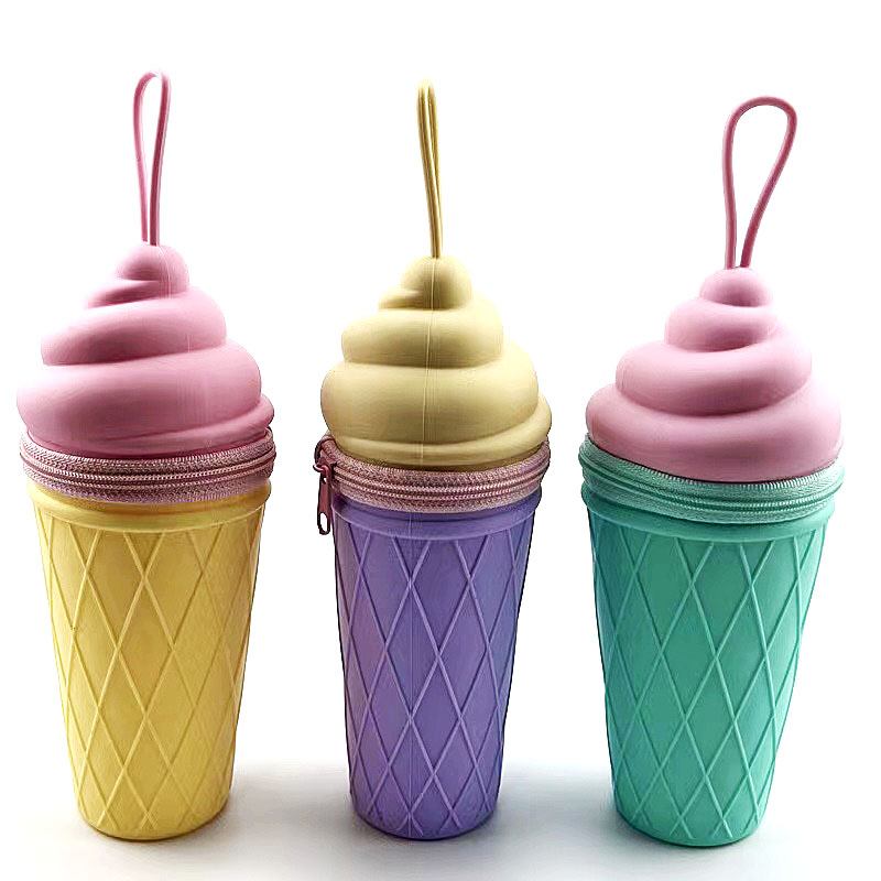 220707-1 Cute silicone ice cream styling pen bag full figure
