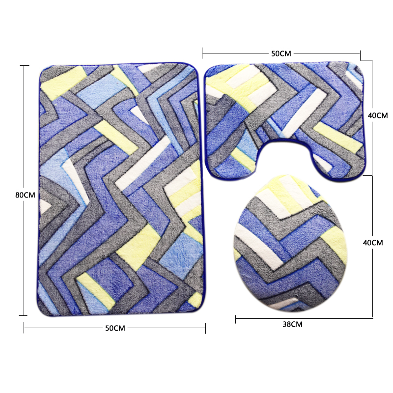 家用珊瑚绒地毯浴室吸水防滑三件套卫生间厕所脚垫进门地垫详情13