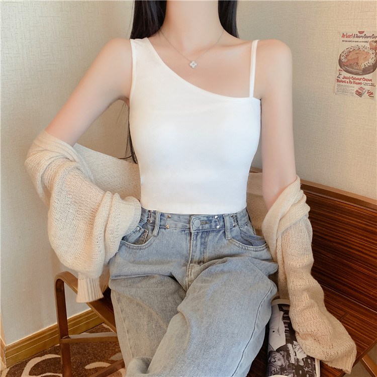 性感不规则吊带背心女内搭打底抹胸夏季辣妹纯欲外穿无袖斜肩上衣详情9